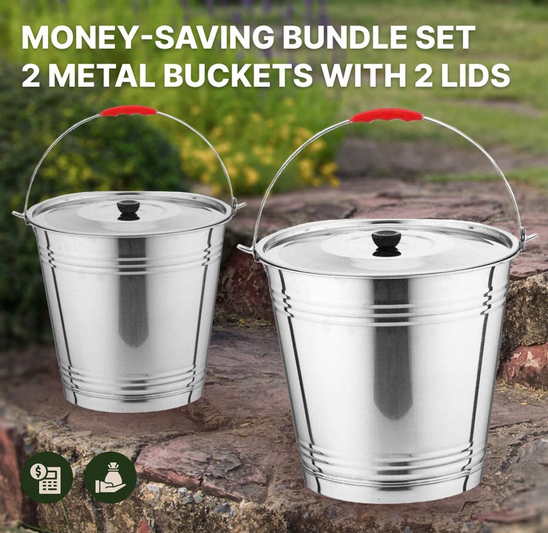 Skywin Metal Can with Lid - Durable 4 Gallon Metal Bucket with Lid for Heavy Loads - Environment-Friendly Trash Can for Outdoor, Safe Alternative to Plastic (2) - Image 5